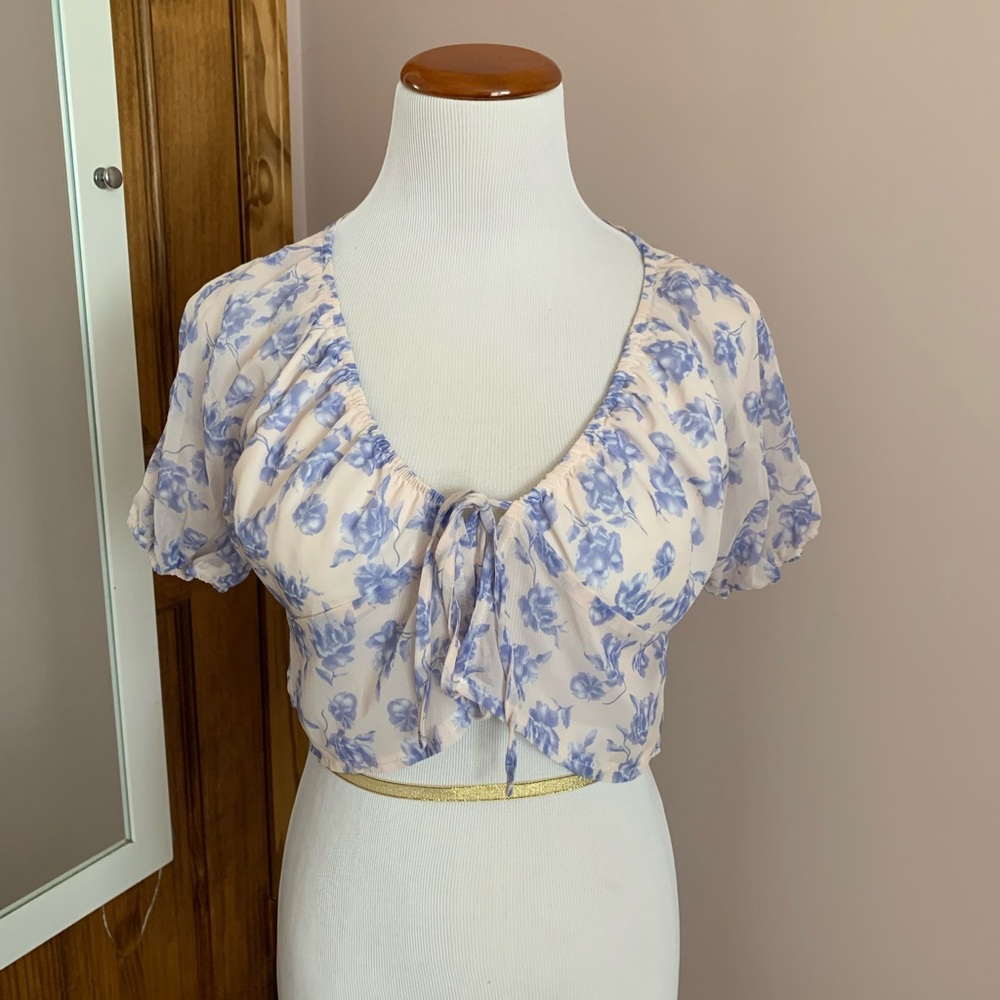 Purple flowy tie shirt from Shein